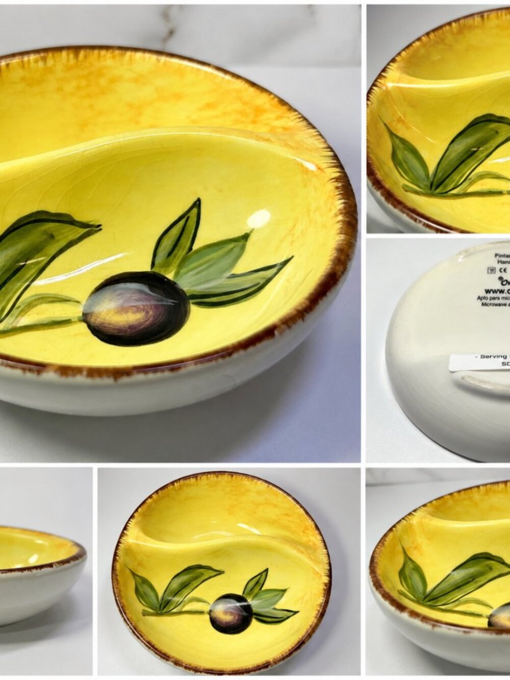 SDD-01-Rustic Italian Hand Painted Olive Serving Dish Farmhouse Decor